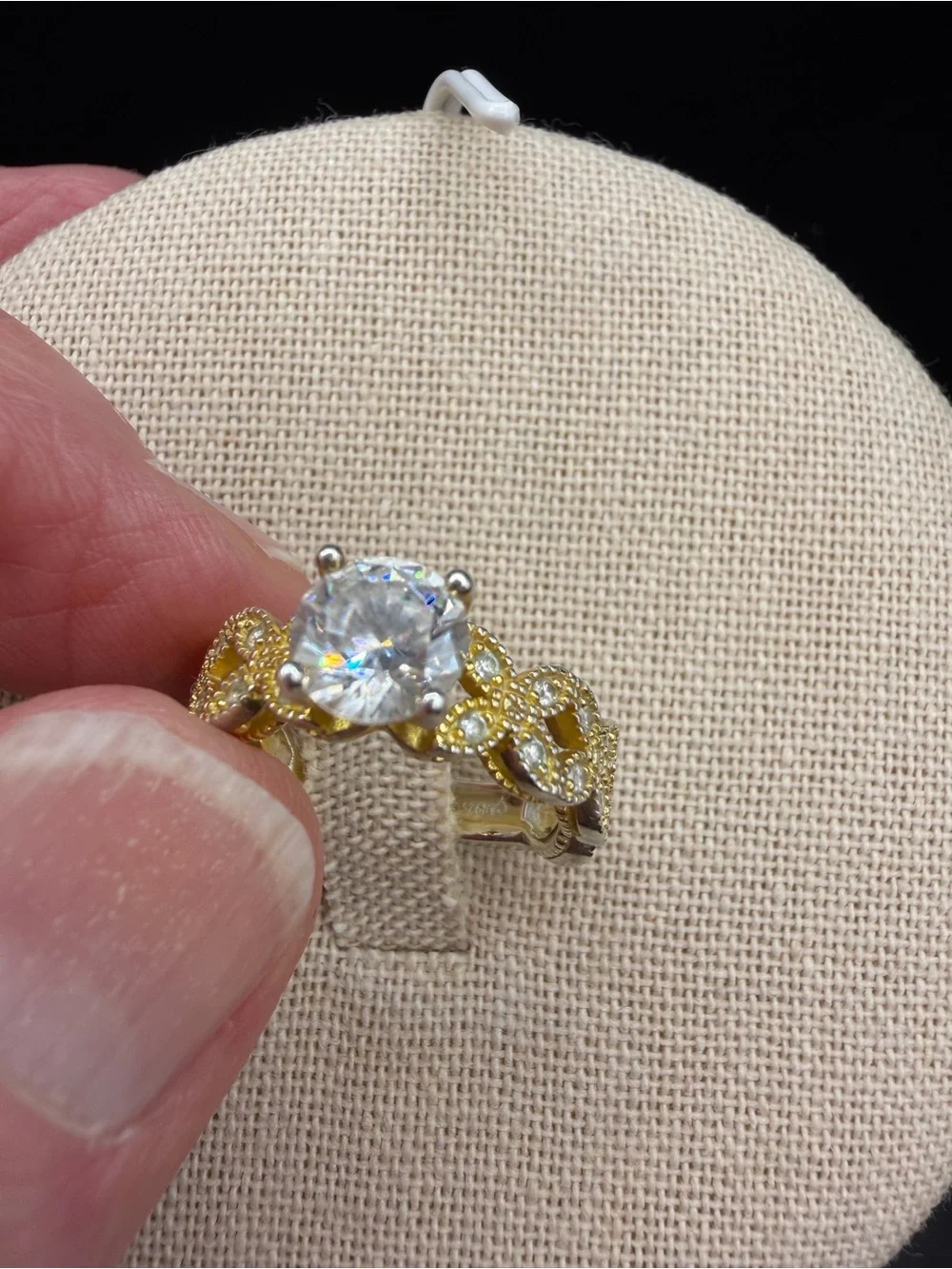 Gold & Silver Toned Cubic Zirconia S925 Ring Size 7